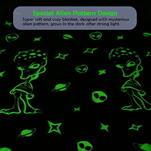 Image Title ABELL Glow in The Dark Alien Blanket, Christmas Thanksgiving Blanket Gifts for Birthday Kids Women Girls Boy Best Friend,Grey